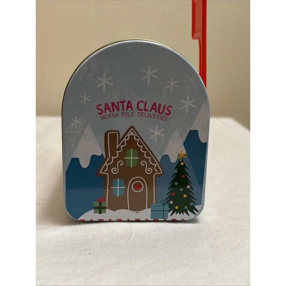 Lot of 8 Christmas Holiday Decorative Tin Mini Mailboxes Santa Reindeer Snowman
